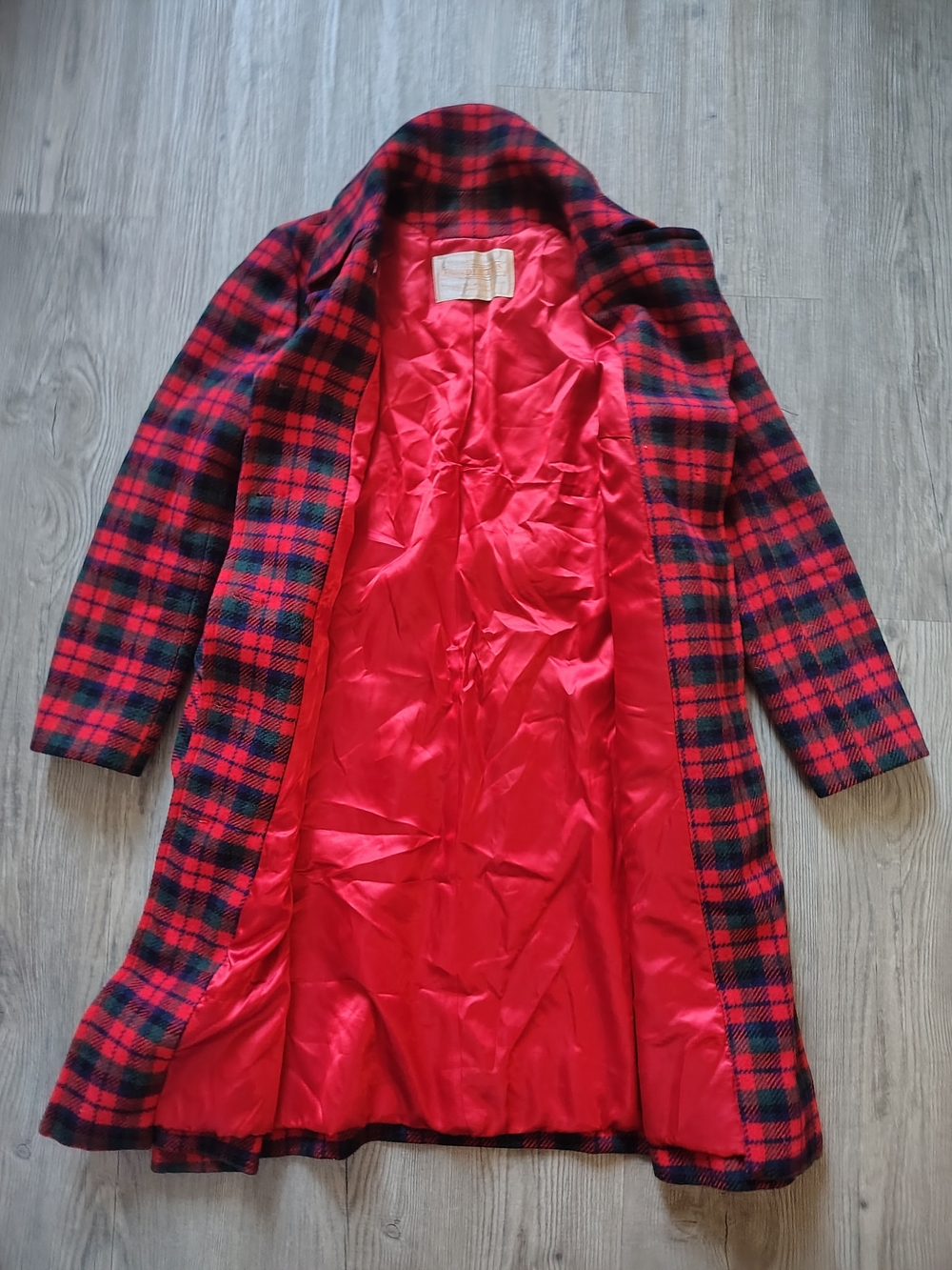 VTG Pendleton Women's Red Tartan Plaid Pure Virgin Wool Midi Pea Coat Sz 6/8 USA - Picture 7 of 12